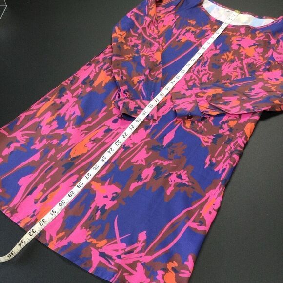 Women's Multicolor Long Sleeve Abstract Allover Print ShiftDress Size Small - Picture 3 of 9